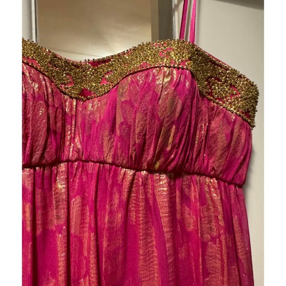 Aidan Mattox Pink & Gold Grecian Gown - Picture 5 of 6